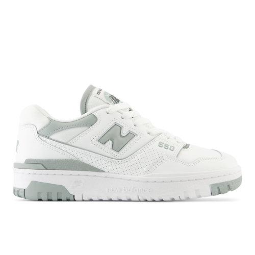 New Balance Femme 550 en Blanc/Vert, Leather, Taille 40 on Productcaster.