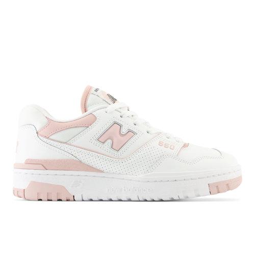 New Balance Kvinnor 550 i White/Pink Leather, Storlek 36 on Productcaster.