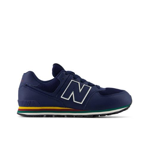 New Balance Kinder 574 in Blue/Yellow, Leather, Größe 38 on Productcaster.