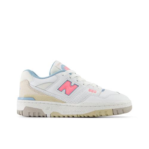 New Balance Enfant 550 en White/Pink, Synthetic, Taille 38.5 on Productcaster.