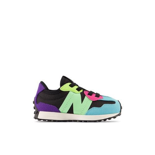 New Balance Kinder 327 Bungee Lace in Schwarz/Violett, Synthetic, Größe 22.5 on Productcaster.