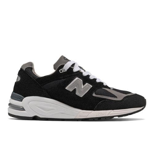 New Balance Herren MADE in USA 990v2 Core in Schwarz/Weiß, Leather, Größe 44.5 on Productcaster.