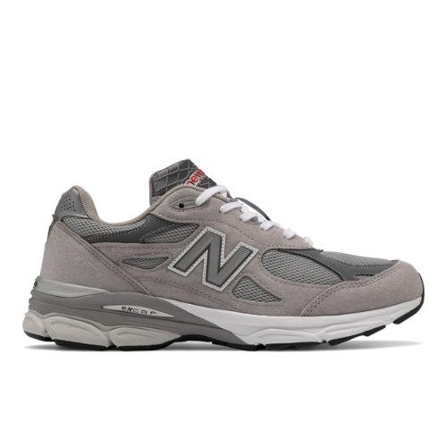 New Balance Uomo MADE in USA 990v3 Core in Grigio/Bianca, Leather, Taglia 42.5 on Productcaster.