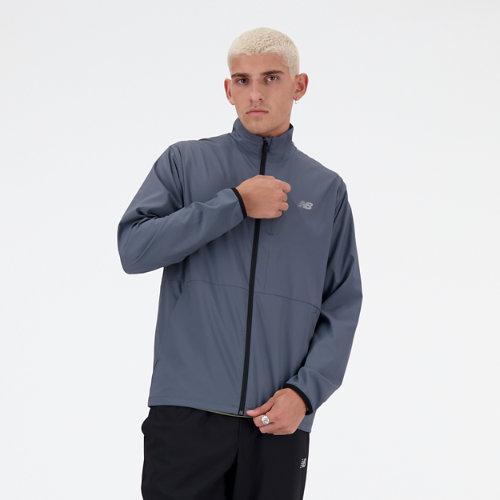 New Balance Herren Jacke Stretch Woven Jacket in Grau, Polywoven, Größe M on Productcaster.