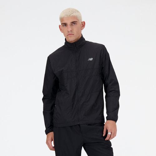 New Balance Homens Athletics Packable Jacket in Preto, Polywoven, Tamanho M on Productcaster.