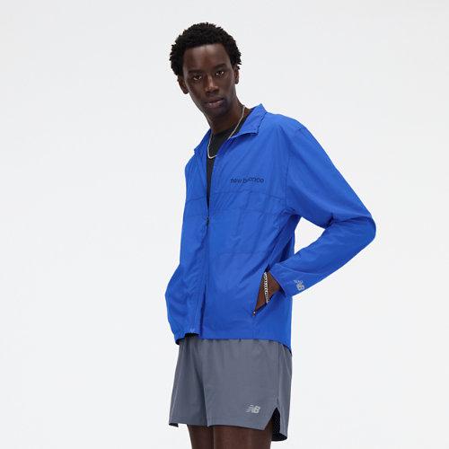 New Balance Uomo Athletics Graphic Packable Jacket in Blu, Polywoven, Taglia XL on Productcaster.