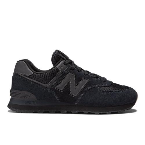 New Balance Homens 574 Core in Preto, Suede/Mesh, Tamanho 45 on Productcaster.