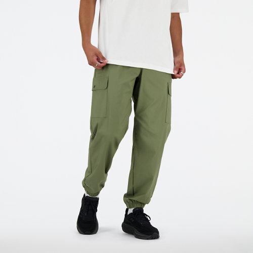 New Balance Men's Twill Cargo Jogger in Green Cotton Twill, size 2X-Large on Productcaster.