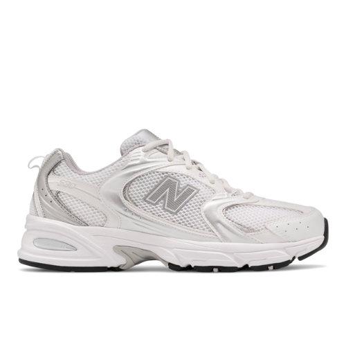 New Balance Unisexe 530 en White/Grey, Synthetic, Taille 37.5 on Productcaster.