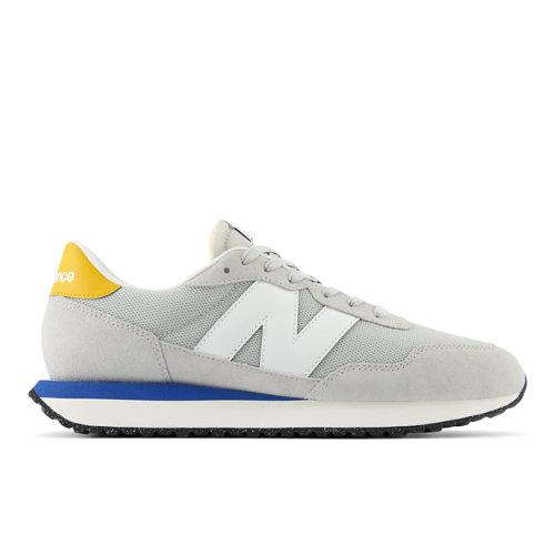 New Balance Herren 237 in Grey/White/Yellow/Blue, Suede/Mesh, Größe 41.5 on Productcaster.