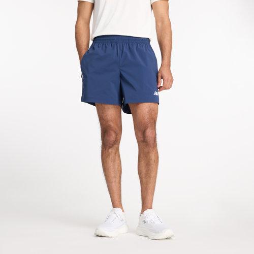 New Balance Uomo Athletics Stretch Woven Short 5" in Blu, Polywoven, Taglia S on Productcaster.