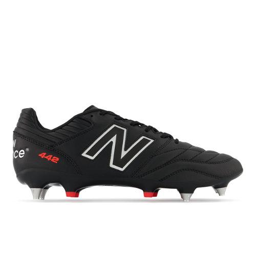 New Balance Men's 442 V2 PRO SG in Black/Grey Leather, size 9 on Productcaster.