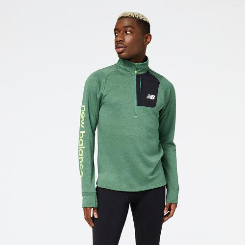 New Balance Hombre Impact Run AT Half Zip in Verde, Poly Knit, Talla L on Productcaster.