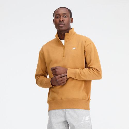 New Balance Homme Athletics Remastered French Terry 1/4 Zip en Marron, Cotton Fleece, Taille 2XL on Productcaster.