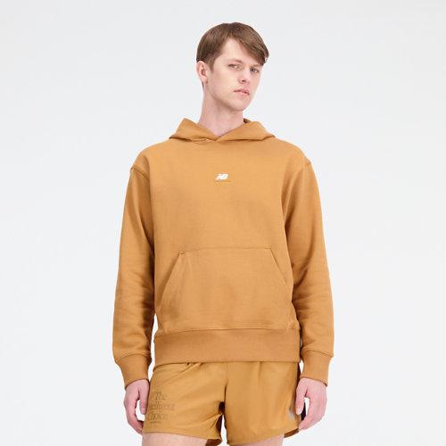 New Balance Men's Athletics Remastered Graphic French Terry Hoodie in Brown Cotton Fleece, Size Large on Productcaster.