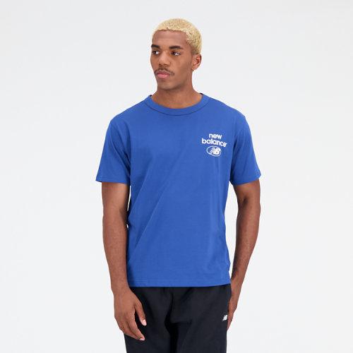 New Balance Hombre Camiseta Essentials Reimagined Cotton Jersey Short Sleeve in Azul, Talla 2XL on Productcaster.