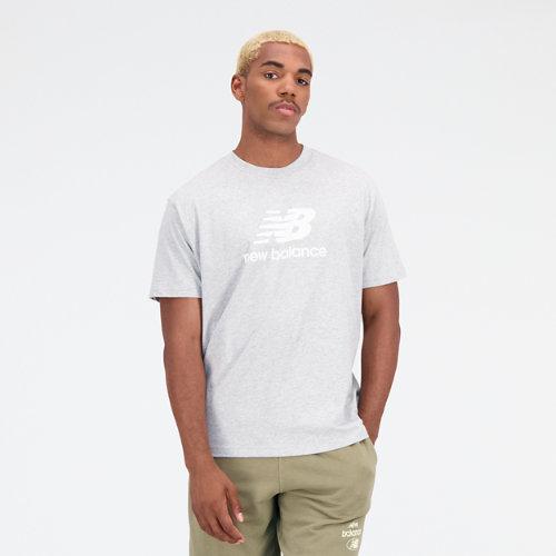 New Balance Herren Essentials Stacked Logo Cotton Jersey Short Sleeve T-shirt T-Shirt in Grau, Größe M on Productcaster.