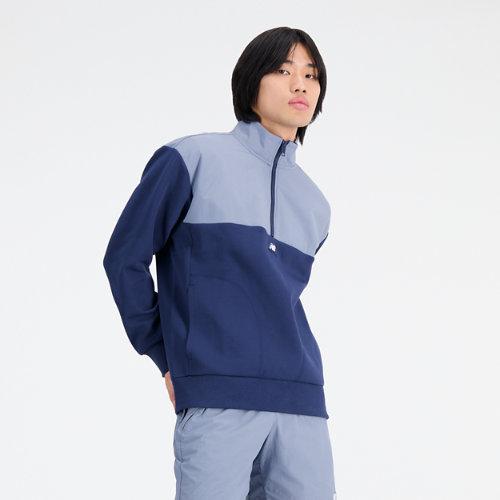 New Balance Homens NB Athletics Tech Fleece Half Zip in Azul, Poly Knit, Tamanho L on Productcaster.