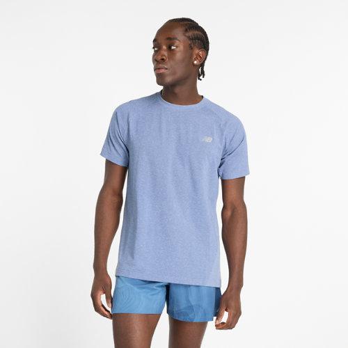 New Balance Hombre Knit T-Shirt en Azul, Poly Knit, Talla L on Productcaster.