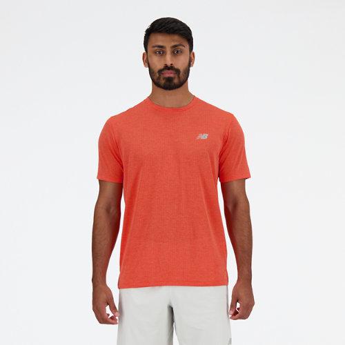 New Balance Mænd Athletics T-Shirt i Red Poly Knit, Størrelse 2Ekstra Stor on Productcaster.