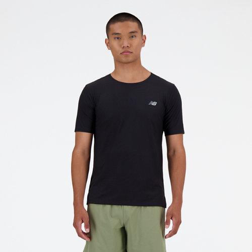 New Balance Herren Athletics Jacquard T-Shirt in Schwarz, Poly Knit, Größe XL on Productcaster.