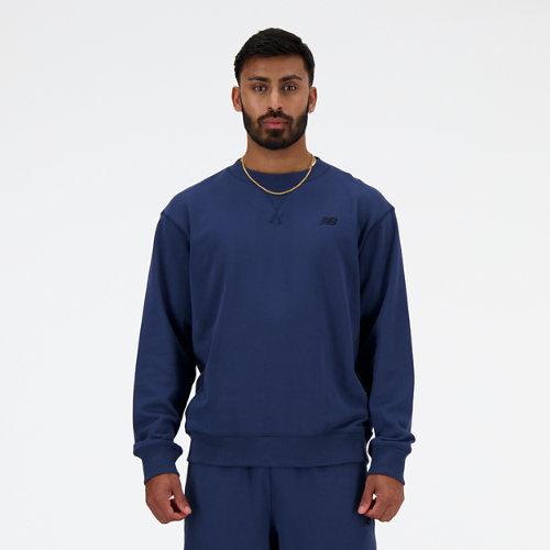 New Balance Herren Athletics French Terry Crew in Blau, Cotton, Größe XL on Productcaster.