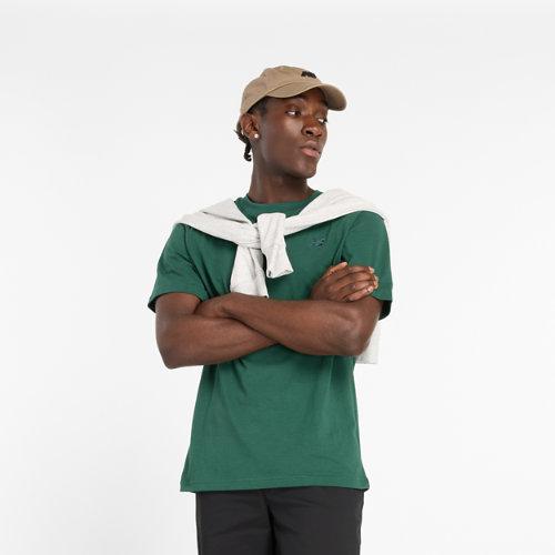 New Balance Men's Athletics Cotton T-Shirt in Green, size X-Small on Productcaster.