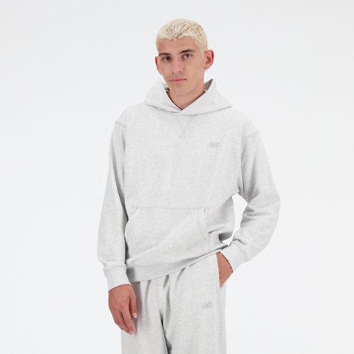 New Balance Hombre Athletics French Terry Hoodie in Gris, Cotton Fleece, Talla M on Productcaster.