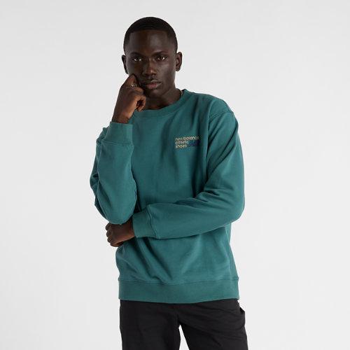 New Balance Homme Athletics Premium Logo Crew en Green, Cotton Fleece, Taille XL on Productcaster.