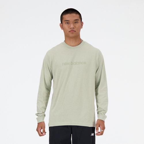 New Balance Hombre Hyper Density Graphic Long Sleeve T-Shirt en Verde, Cotton Fleece, Talla S on Productcaster.