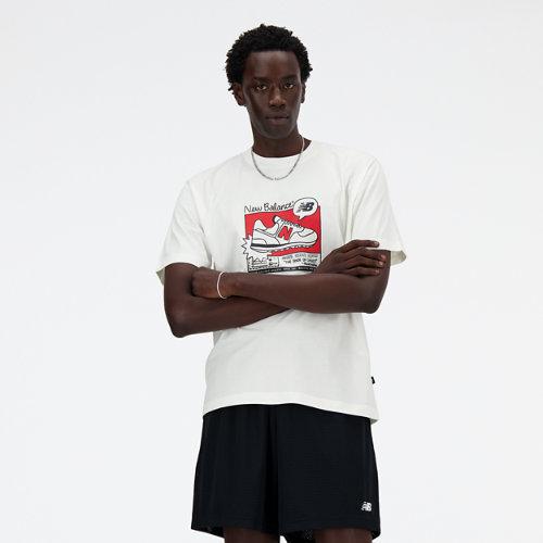 New Balance Mænd Sport Essentials AD T-Shirt i White Cotton, Størrelse Ekstra Stor on Productcaster.