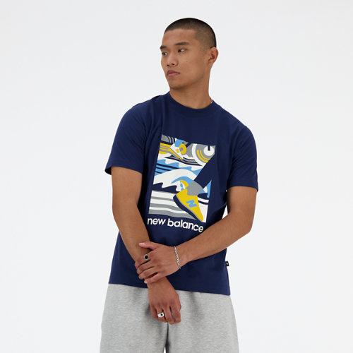 New Balance Homme Sport Essentials Triathlon T-Shirt en Blue, Cotton, Taille L on Productcaster.