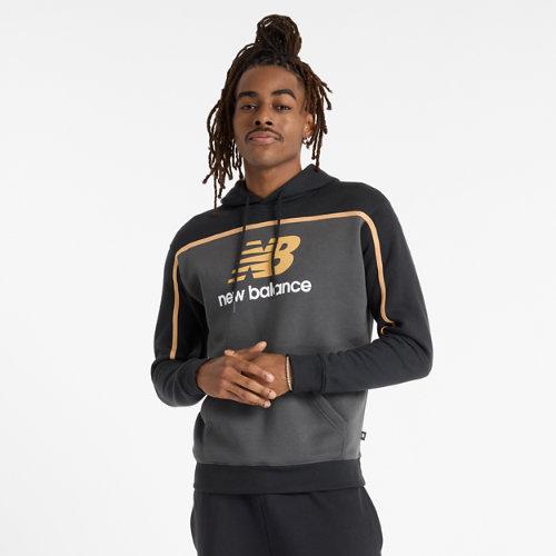 New Balance Men's Classics Fleece Hoodie in Black Cotton Fleece, size 2XL on Productcaster.