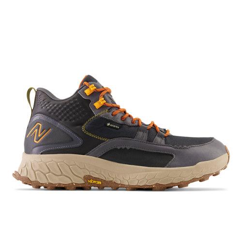 New Balance Men's Fresh Foam X Hierro Mid Gore-Tex in Black/Grey/Orange Leather, size 7.5 on Productcaster.