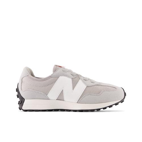 New Balance Niños 327 Bungee Lace en Gris/Blanca, Synthetic, Talla 30.5 on Productcaster.