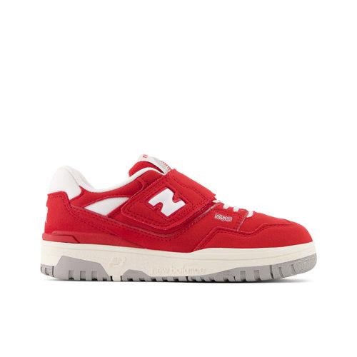 New Balance Kinder 550 Bungee Lace with Top Strap in Rot/Weiß, Synthetic, Größe 30.5 on Productcaster.