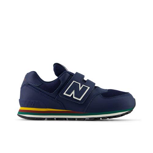 New Balance Enfant 574 HOOK & LOOP en Bleu/Jaune, Leather, Taille 33.5 on Productcaster.