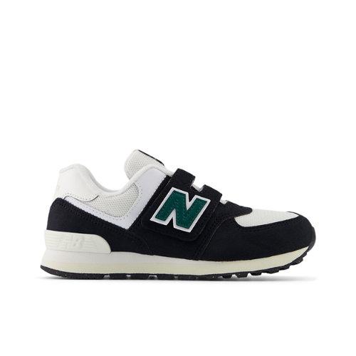 New Balance Barn 574 HOOK & LOOP i Black/Green Leather, Storlek 28.5 on Productcaster.