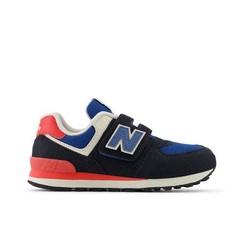 New Balance Bambino 574 HOOK & LOOP in Nero/Rossa, Leather, Taglia 28.5 on Productcaster.