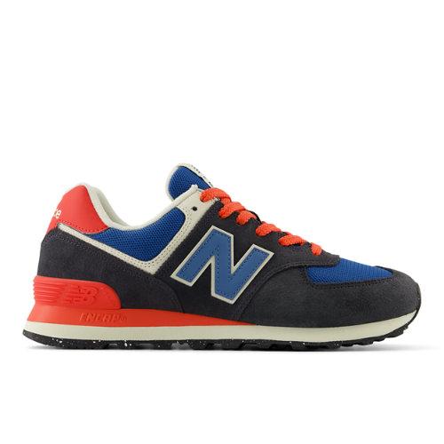 New Balance Unisex 574 en Negro/Azul/Roja, Suede/Mesh, Talla 41.5 on Productcaster.