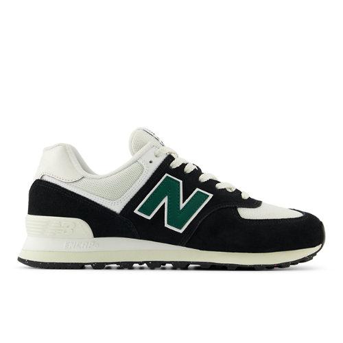 New Balance Unisex 574 en Negro/Blanca/Verde, Suede/Mesh, Talla 37 on Productcaster.