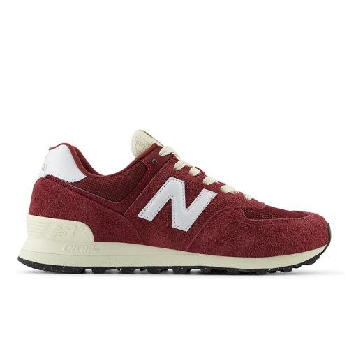 New Balance Unisex 574 in Red/White/Beige Suede/Mesh, size 7.5 on Productcaster.