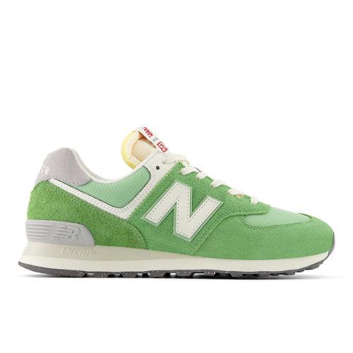 New Balance Unisexe 574 en Green/White, Suede/Mesh, Taille 37 on Productcaster.