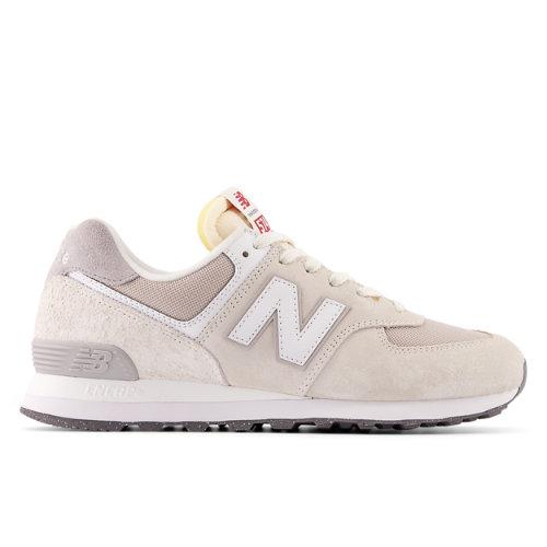 New Balance Unisex 574 in Branca, Suede/Mesh, Tamanho 38.5 on Productcaster.