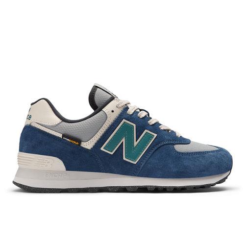 New Balance Unisex 574 in Verde, Leather, Tamanho 40 on Productcaster.