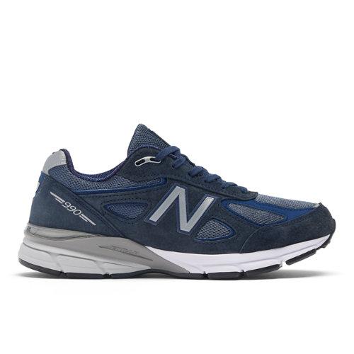 New Balance Unisex Made in USA 990v4 in Azul/Gris, Leather, Talla 44 on Productcaster.