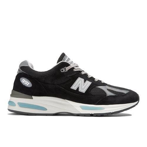 New Balance Unisex MADE in UK 991v2 en Negro/Gris, Suede/Mesh, Talla 45 on Productcaster.