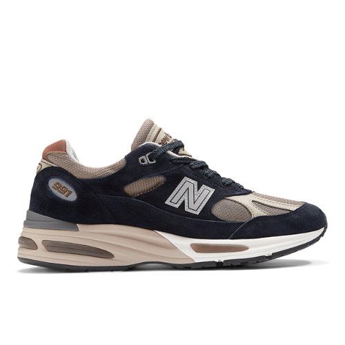 New Balance Unisex Made in UK 991v2 i Blue/Brown/Red Suede/Mesh, Storlek 40.5 on Productcaster.