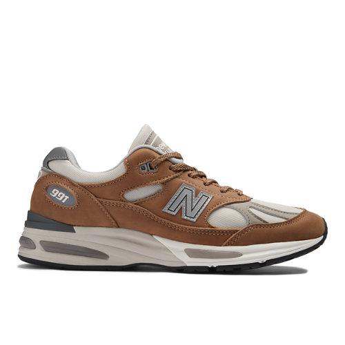 New Balance Unisexe MADE in UK 991v2 Nostalgic Sepia en Brown/Grey, Suede/Mesh, Taille 37 on Productcaster.