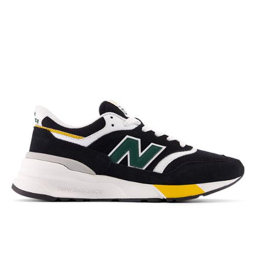 New Balance Homme 997R en Black/Green, Suede/Mesh, Taille 40.5 on Productcaster.